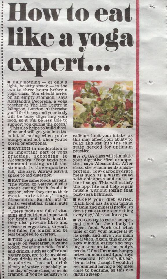 The Daily Mail, 2nd Feb 2015 . Yoga and Nutrition Pull out 